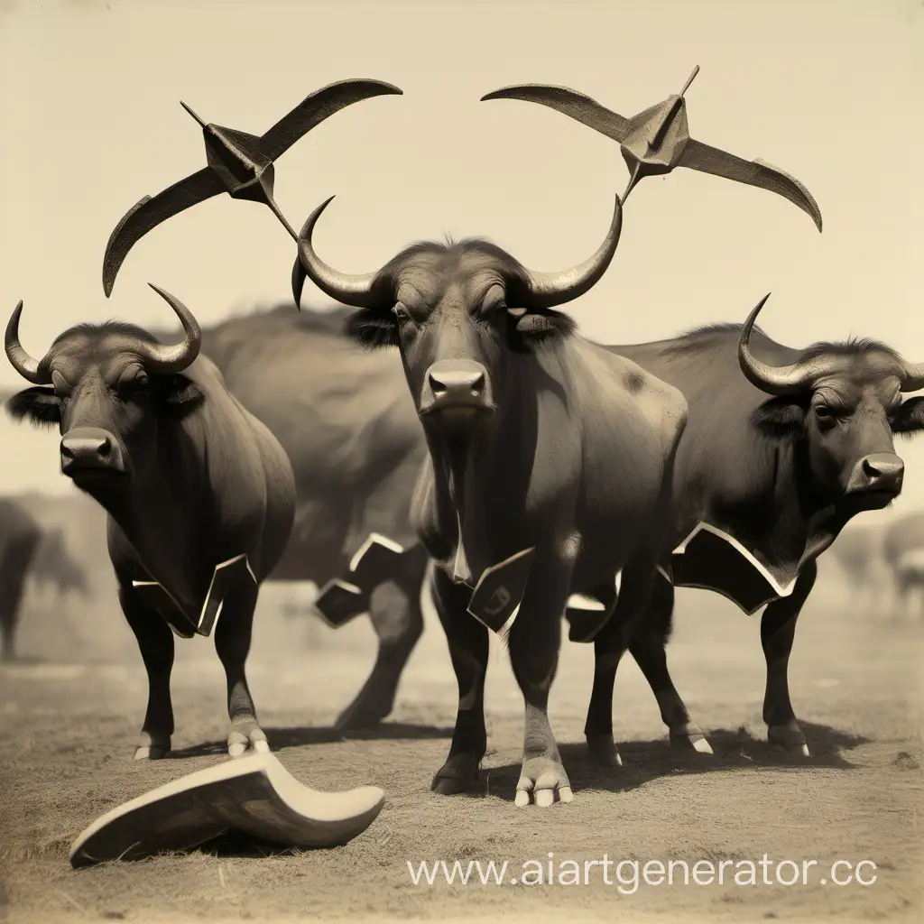 Buffaloes-Playing-with-a-Boomerang-in-the-Wild