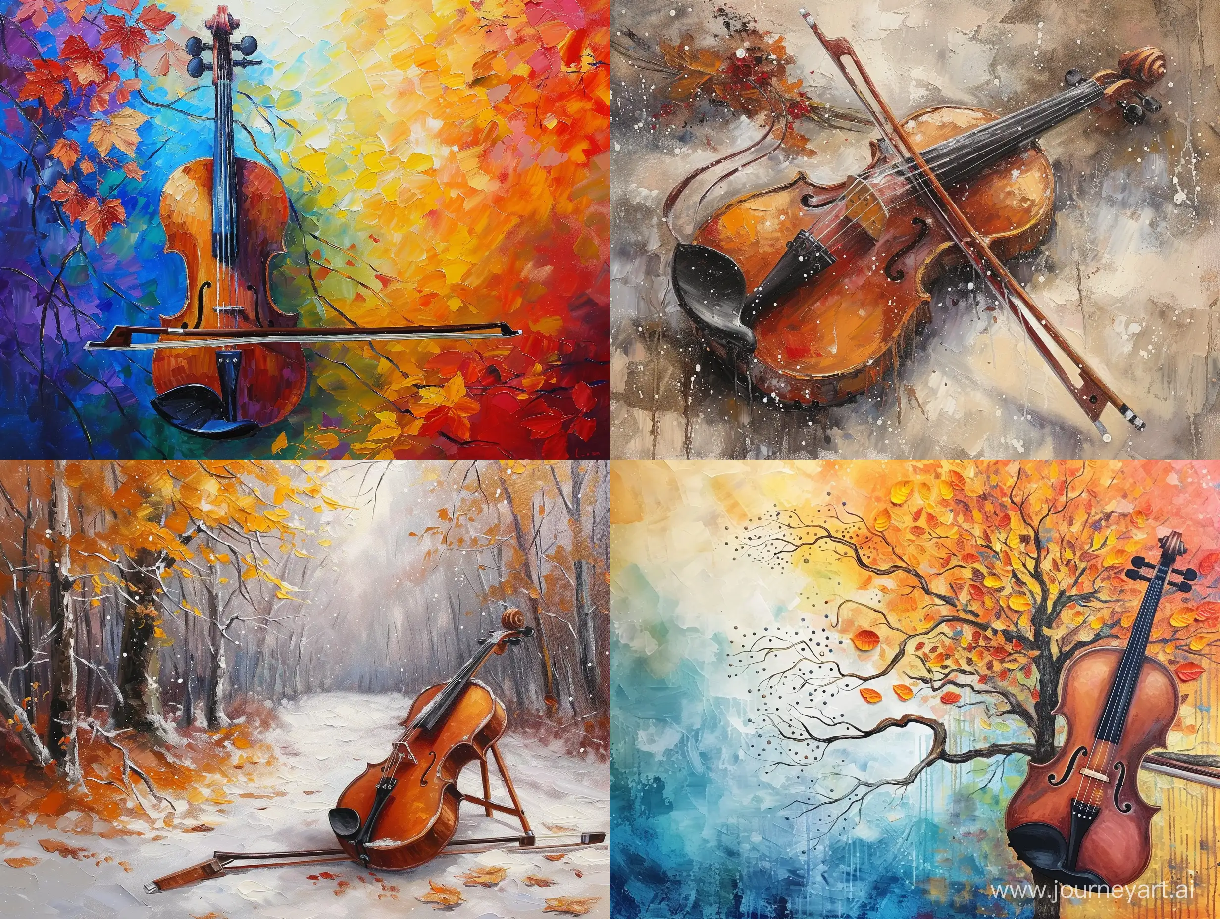Seasonal-Harmony-Vibrant-Oil-Painting-of-a-Violin