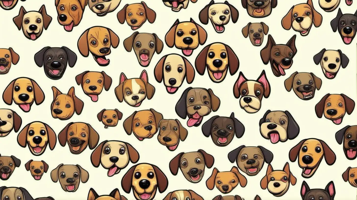 Whimsical Cartoon Dog Heads Seamless Pattern