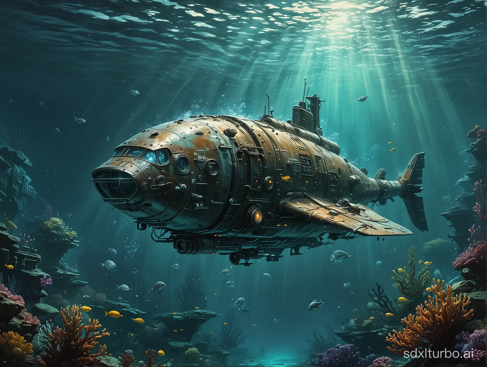 Underwater Science Fiction Painting