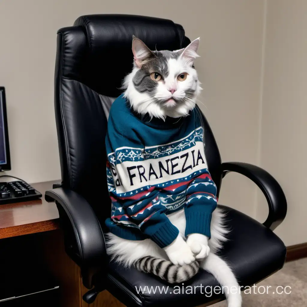 Cute-Cat-in-Franezia-Sweater-Sitting-at-Gaming-Computer-Desk