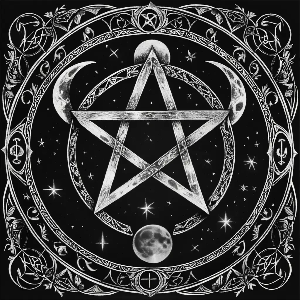 Wicca Triple Moon Art Mystical Goddess Symbolism in Enchanting Night Sky