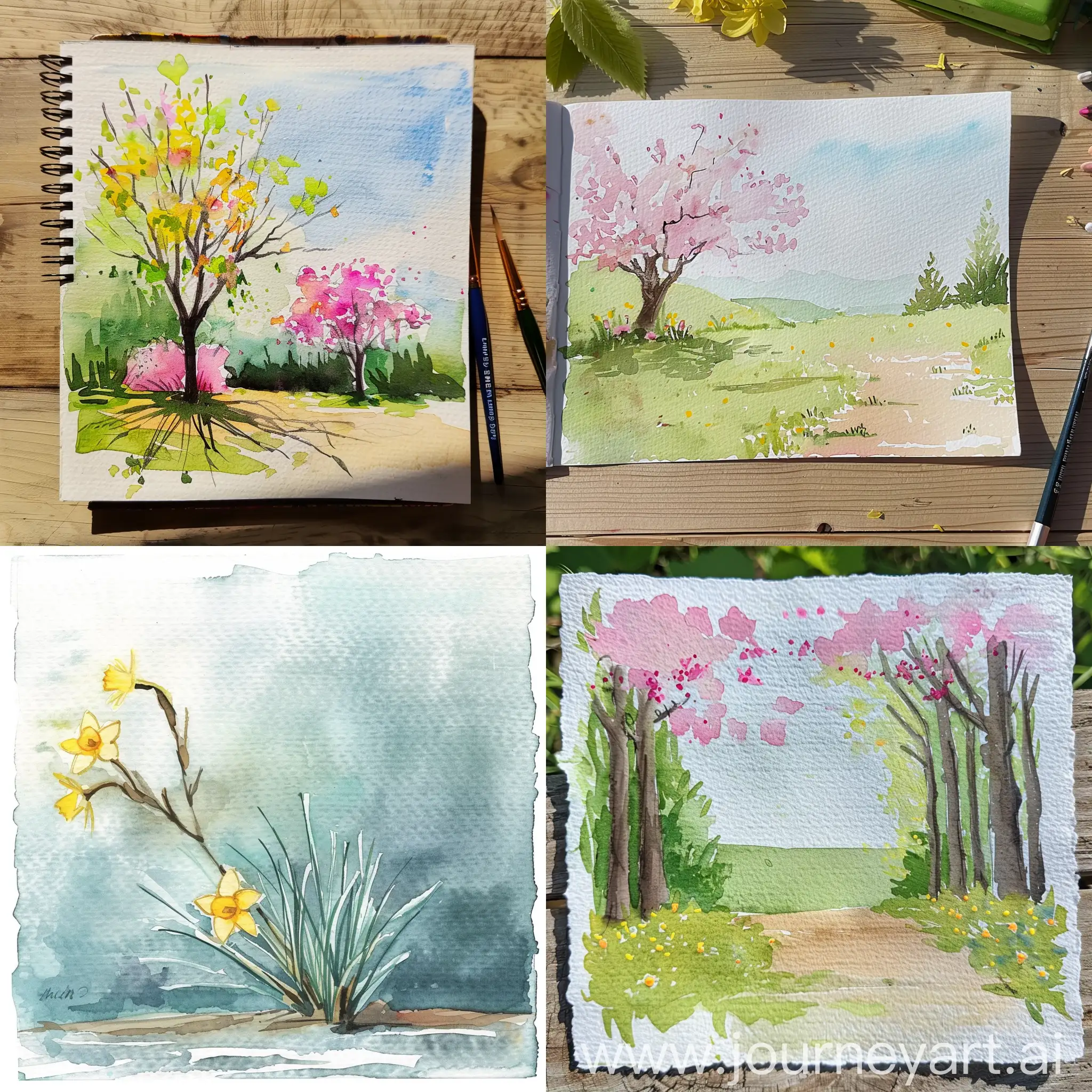 Spring-Watercolor-Sketch-Fresh-Blooms-in-Sunlight