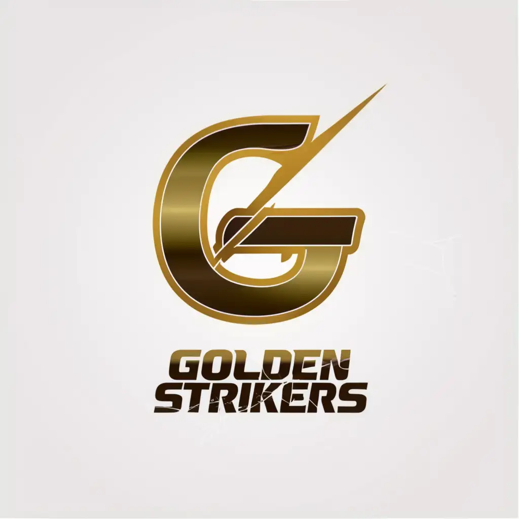 a logo design, with the text 'GS   GOLDEN STRIKERS', main symbol:GOLDEN GS, Moderate, black background with stars