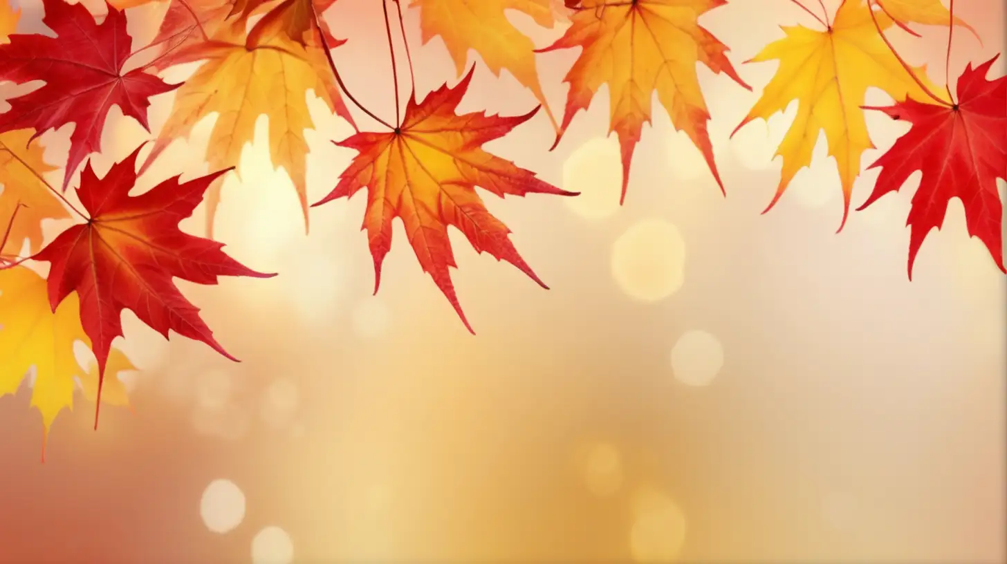 Warm Wishes for Year's End: Create an elegant web banner featuring a background of red and yellow maple leaves bathed in soft light, conveying warm wishes for the approaching end of the year.