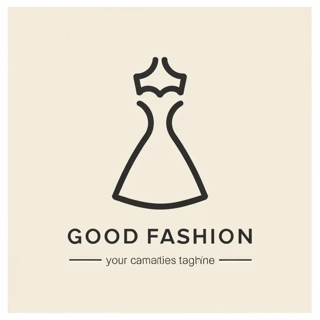 a logo design,with the text "Good Fashion", main symbol:dress,Minimalistic,clear background
