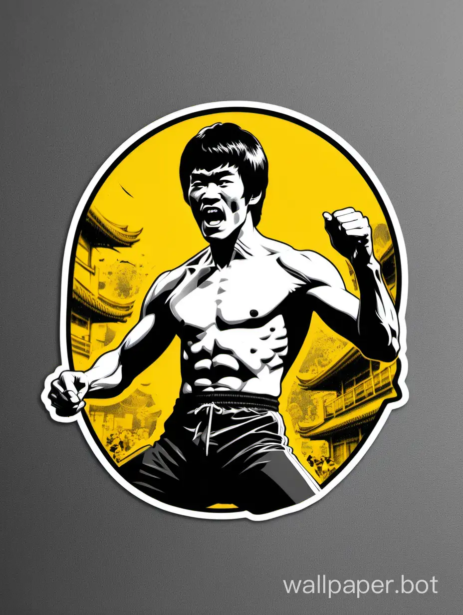 Bruce-Lee-TShirt-Illustration-Monochromatic-Anime-Stencil-Art