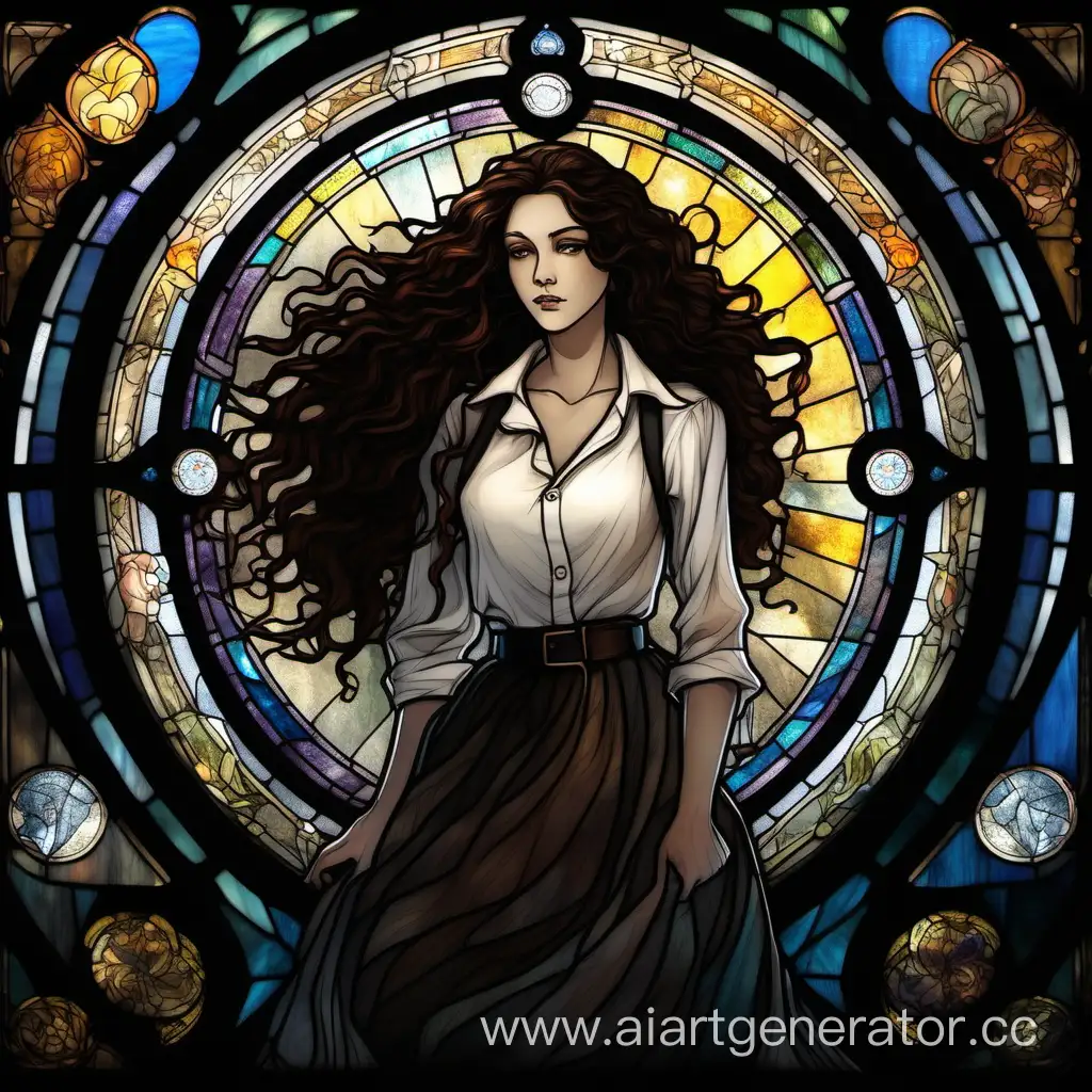 Mysterious-Girl-Behind-Stained-Glass-Window-at-Night