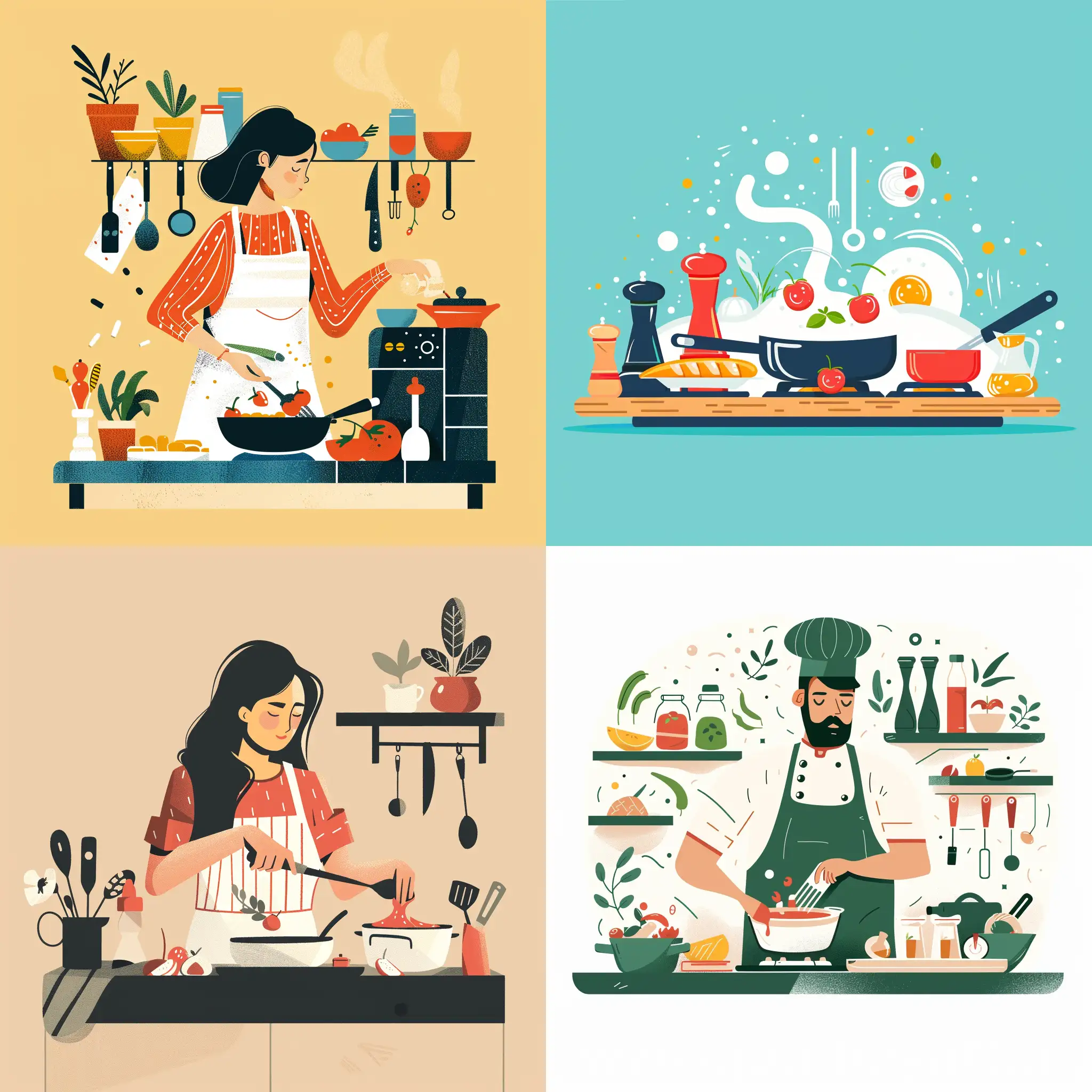 Trendy flat illustration about cooking, high quality details