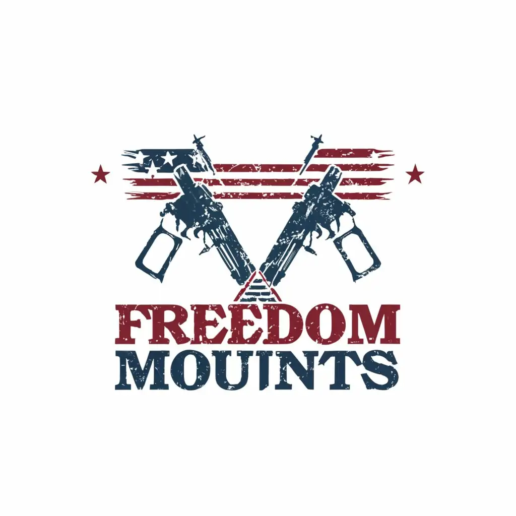 a logo design,with the text "Freedom Mounts", main symbol:Make this logo -firearms and guns that attach to your wall like the attached pictures. The emphasis is on made in the USA - Freedom, or America.,Moderate,clear background