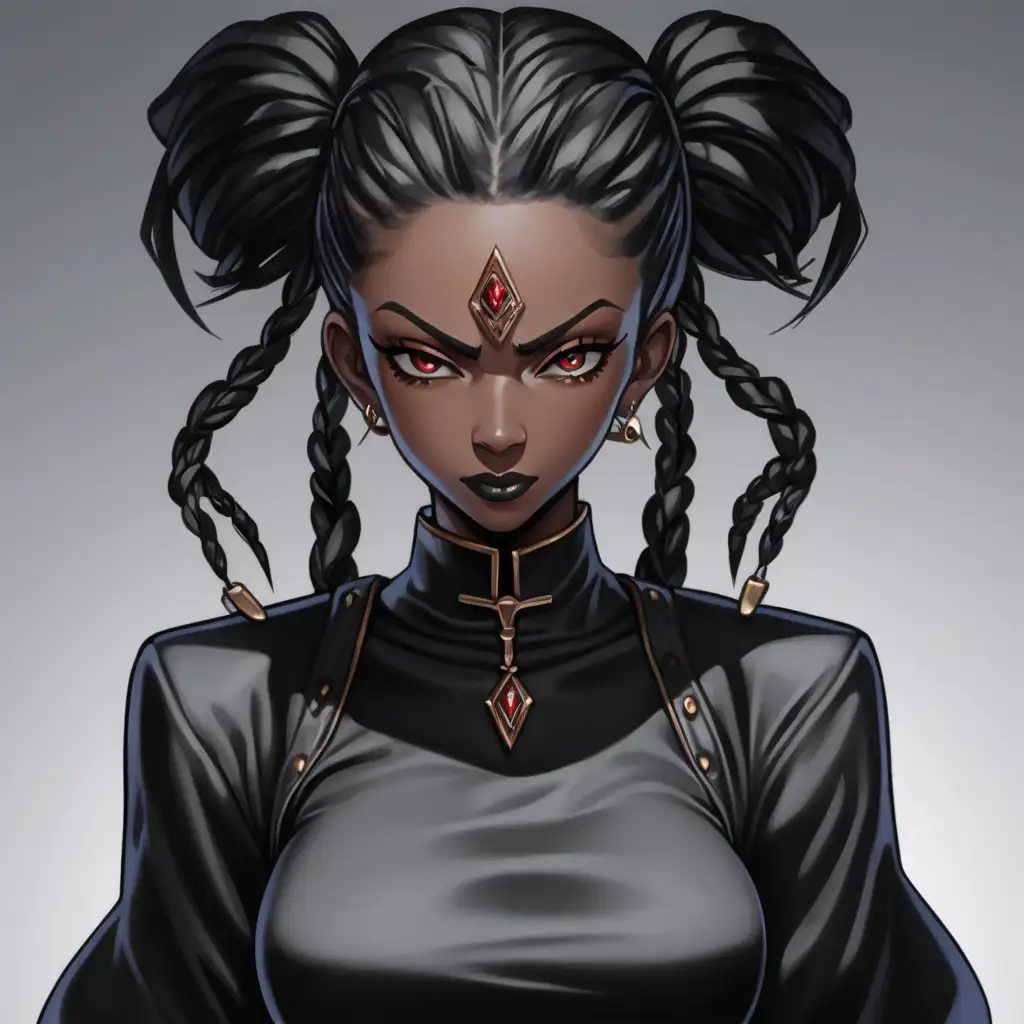 Sinister Anime Woman with Dark Aura and Mysterious Expression