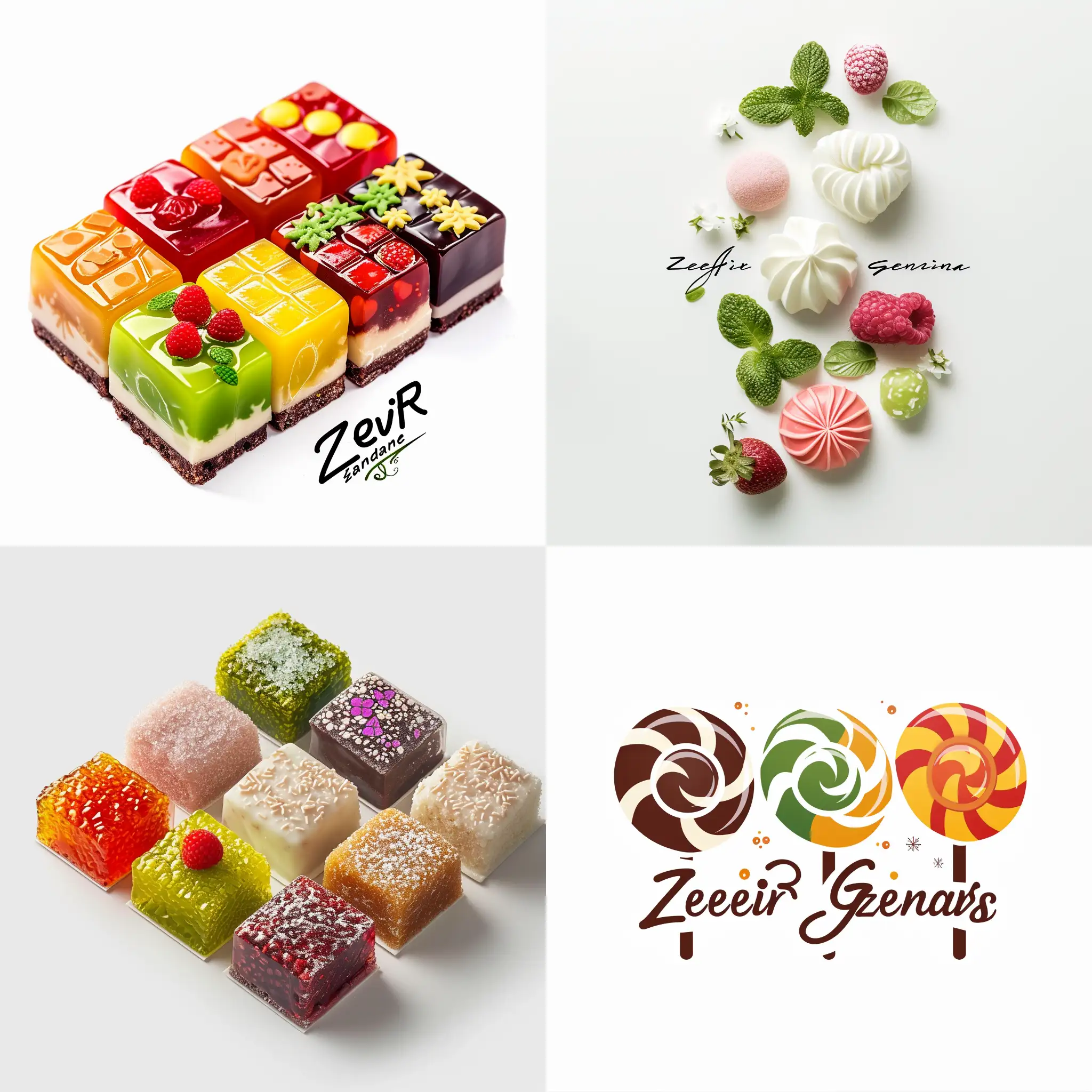 confectionery, name "Zefir garden", white background, logo style, minimal, fla