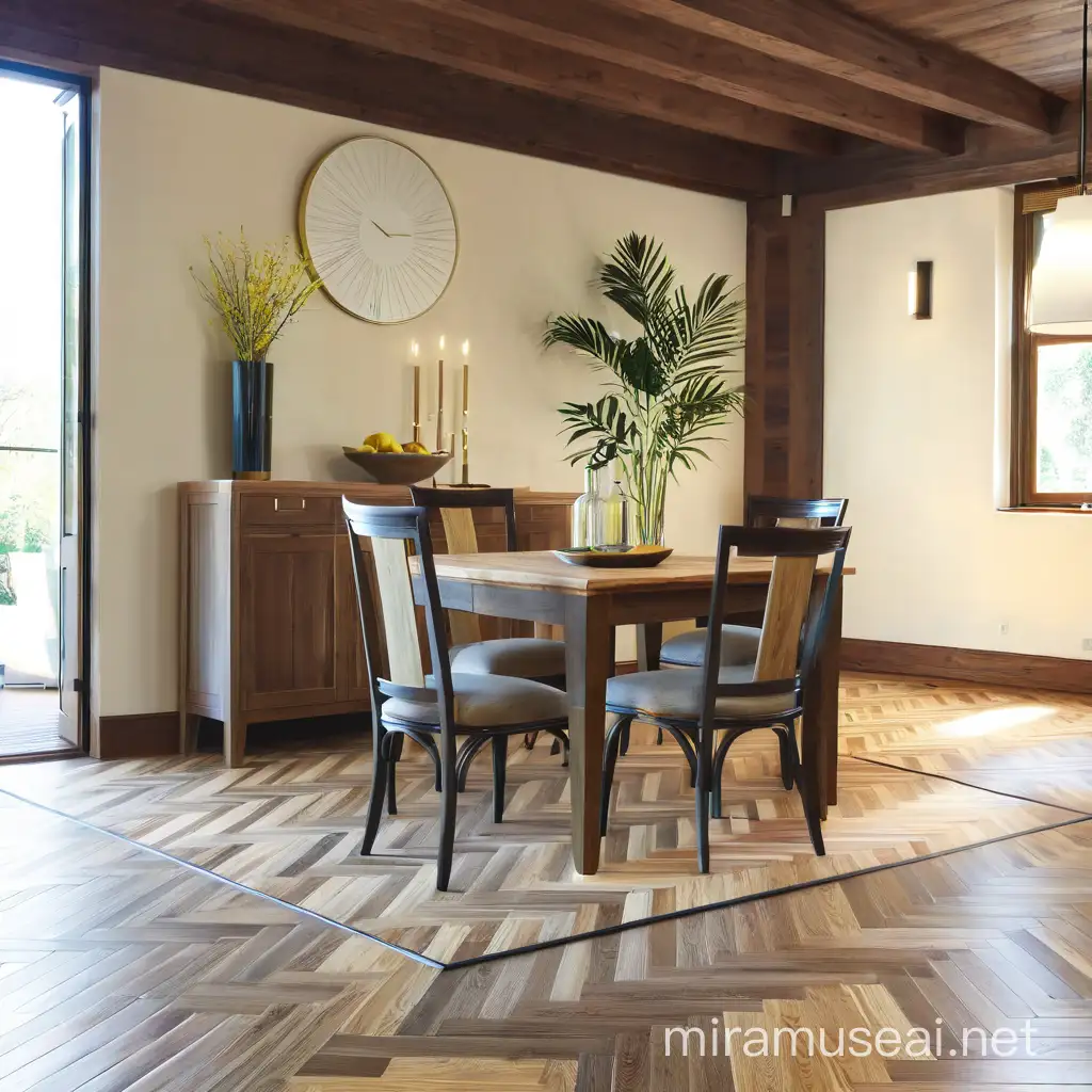  parquet-style hardwood flooring


