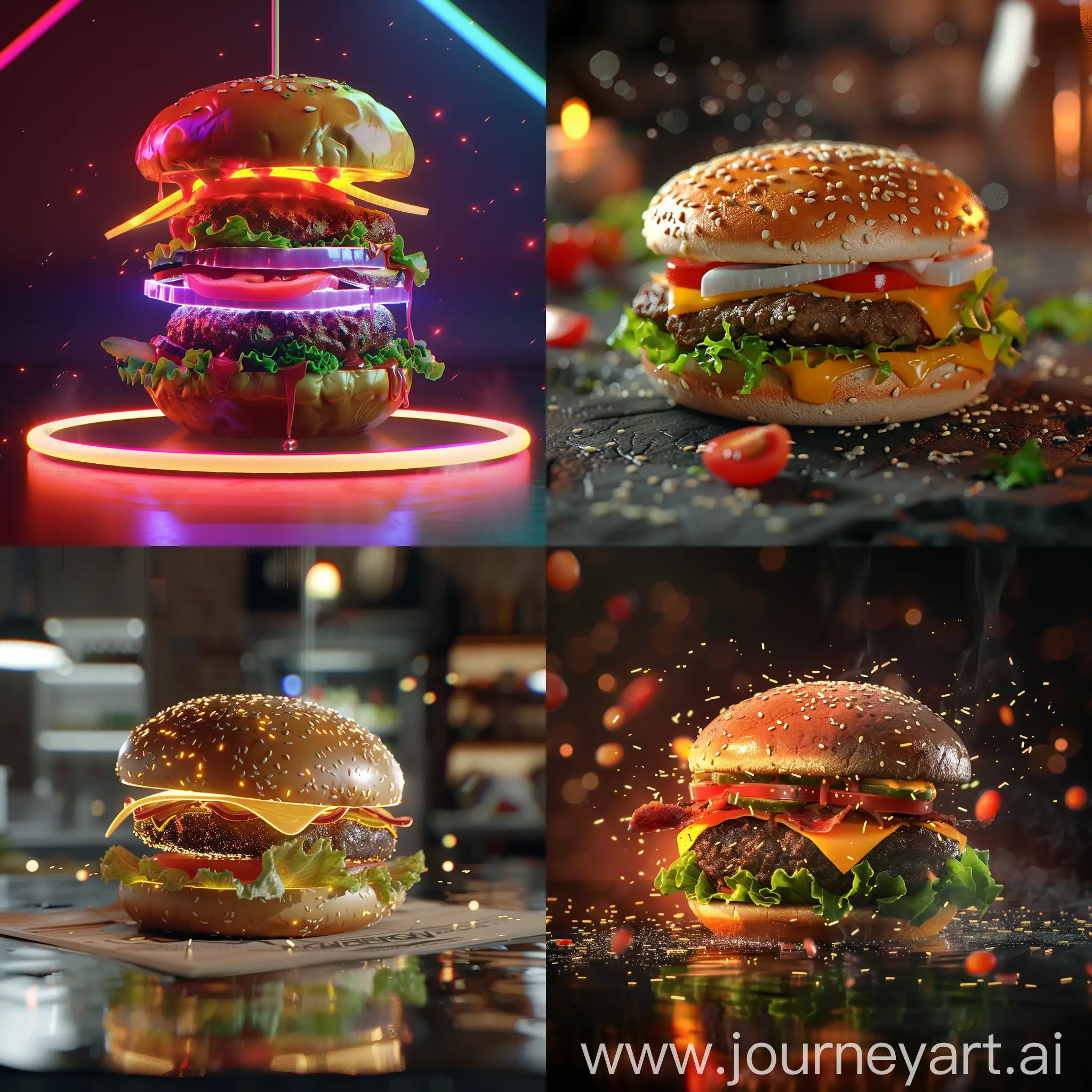 A hologram of a burger :: 3D animation 