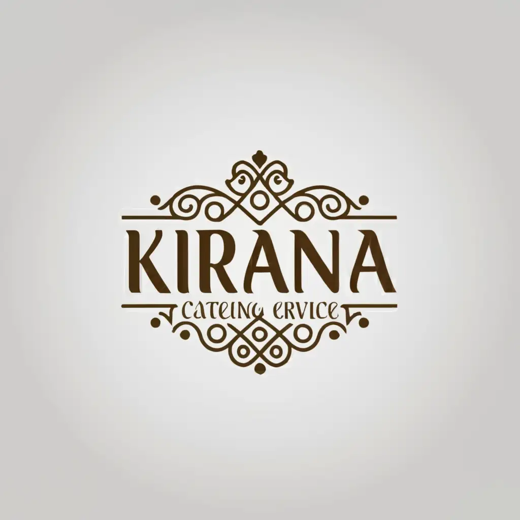 a logo design,with the text "KIRANA 
Catering Service
", main symbol:KIRANA,Minimalistic,be used in Restaurant industry,clear background