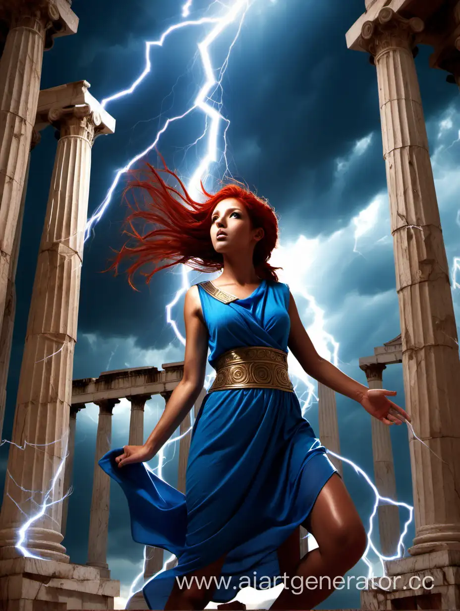 RedHaired-Greek-Girl-Summoning-Lightning-at-the-Temple