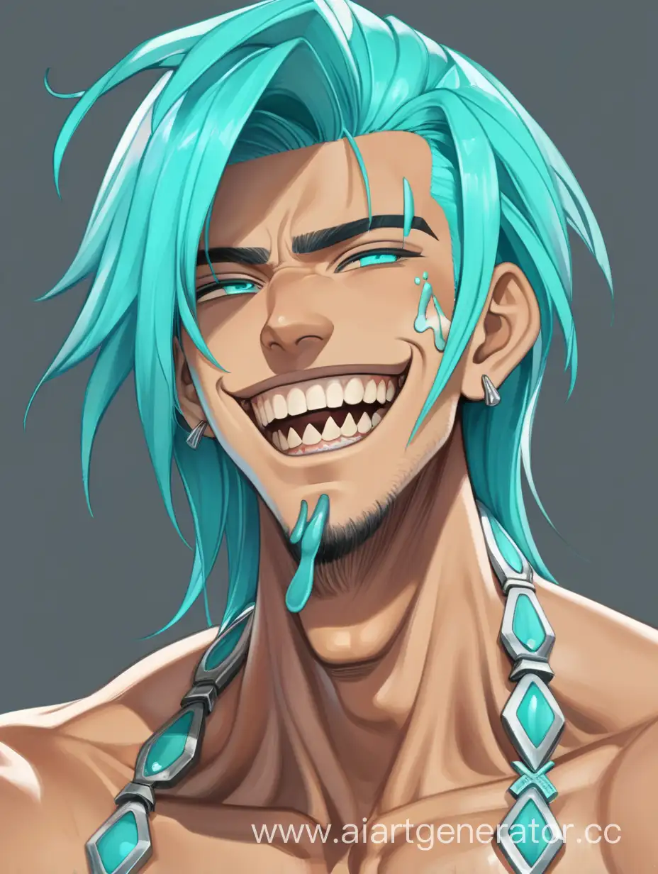 Enigmatic-Character-with-Turquoise-Hair-Tanned-Skin-and-Sharp-Teeth