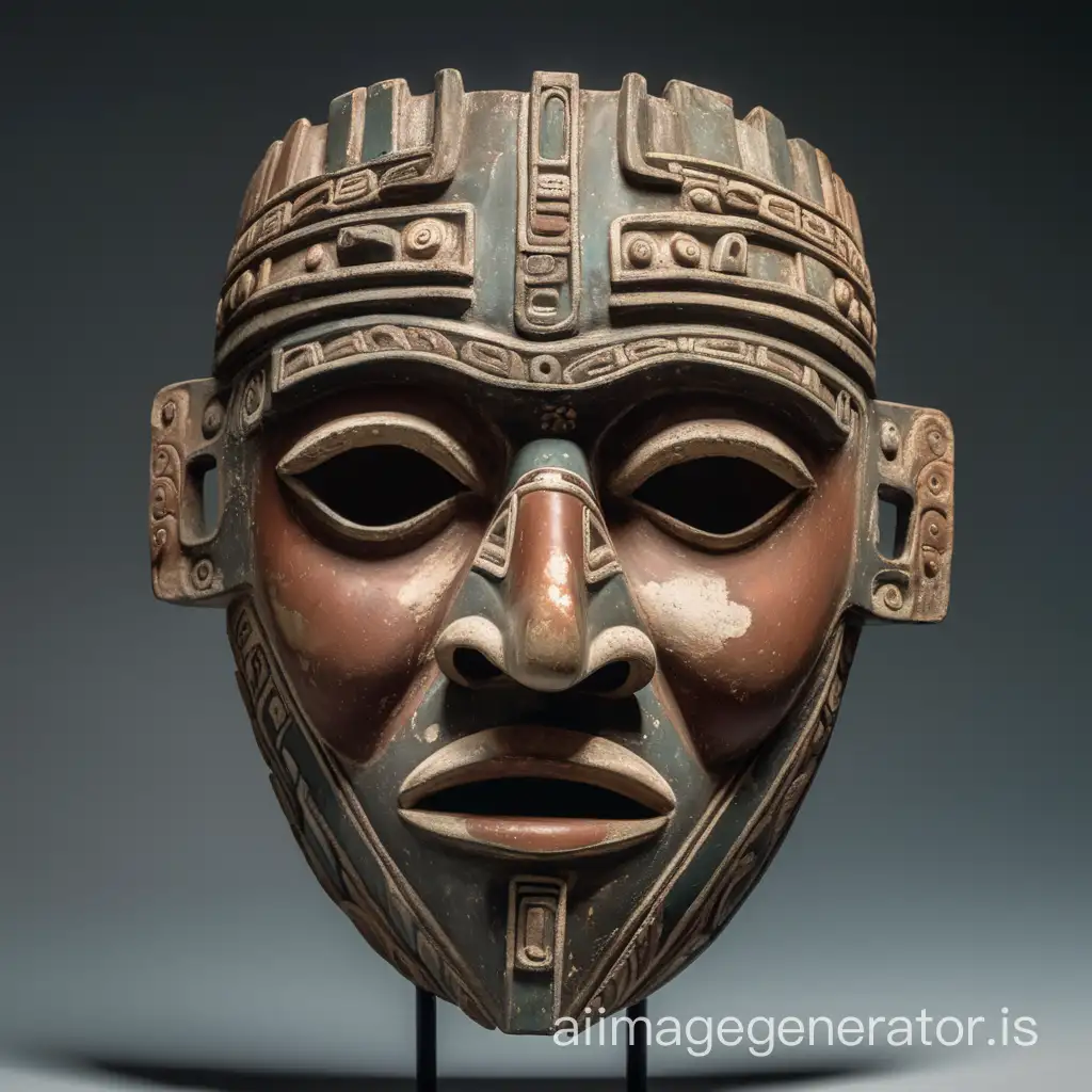 an ancient mask with humanoid features