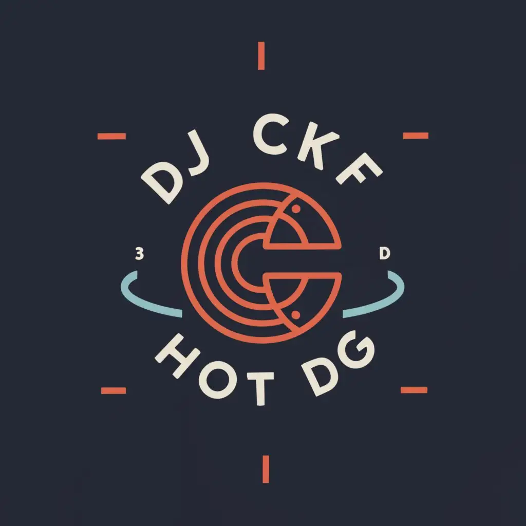 a logo design,with the text "dj ckyf- hot dog", main symbol:Compact disc,Minimalistic,be used in Technology industry,clear background