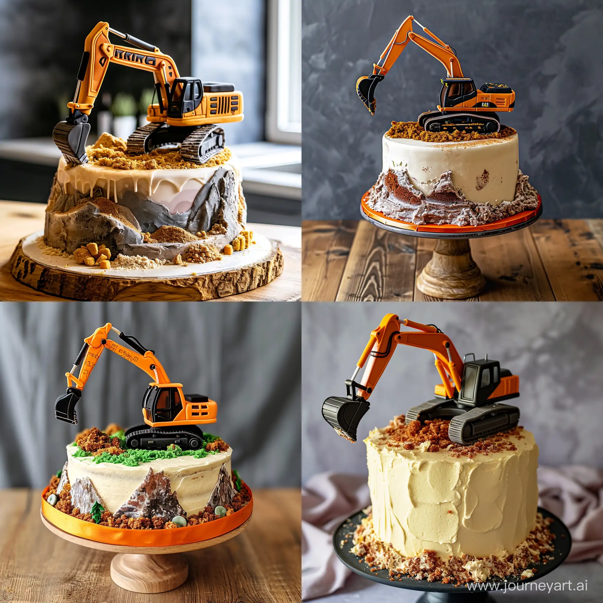 Cake with excavator on top