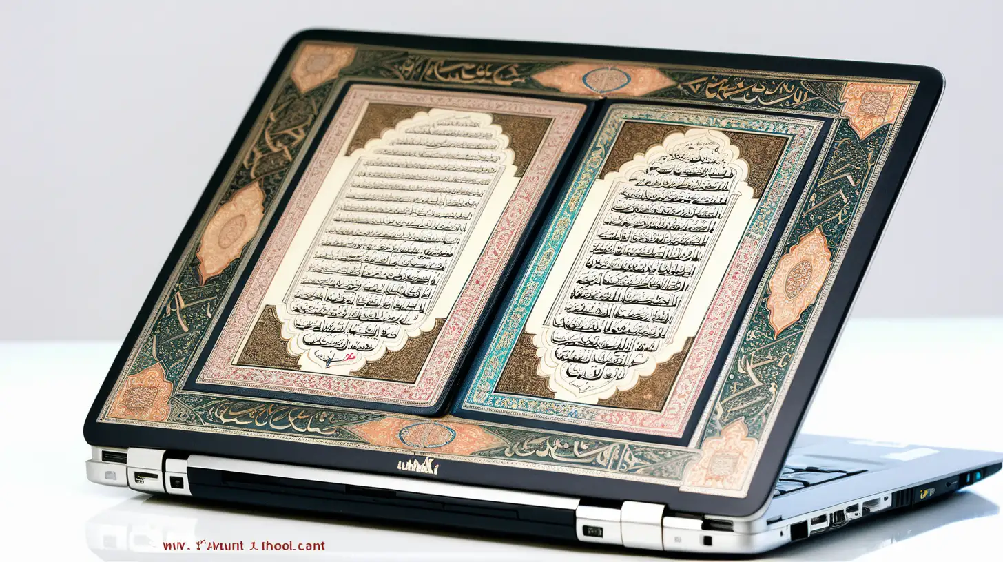 Quranic Verses Displayed on a Laptop Screen