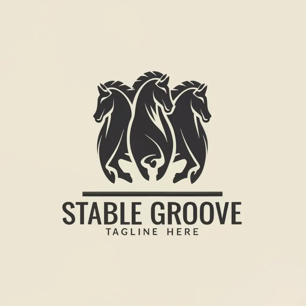 a logo design,with the text "Stable Groove", main symbol:Four Horses,Moderate,clear background