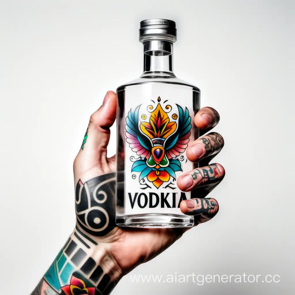 Colorful-Tattooed-Hand-Holding-Vodka-Bottle