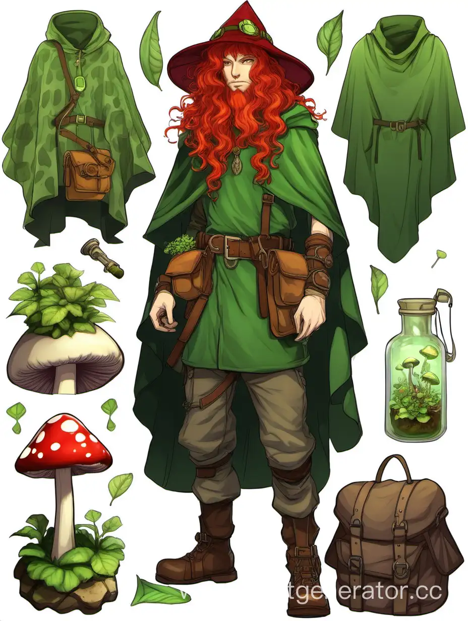 Alchemist-with-Long-Curly-Red-Hair-and-Mushroom-Hat-Brewing-Potions-in-Leaf-Poncho