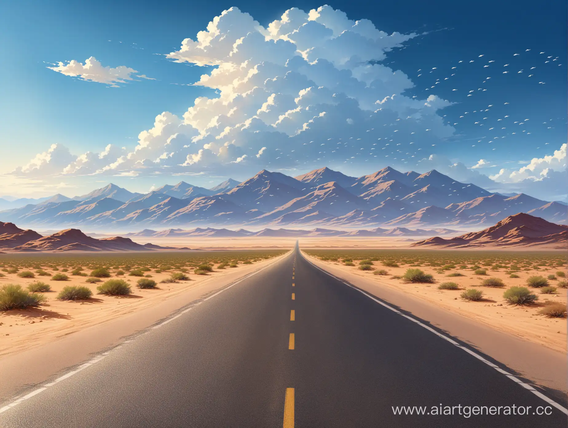 Desert-Road-Scattered-with-Fish-Journey-through-Arid-Landscape