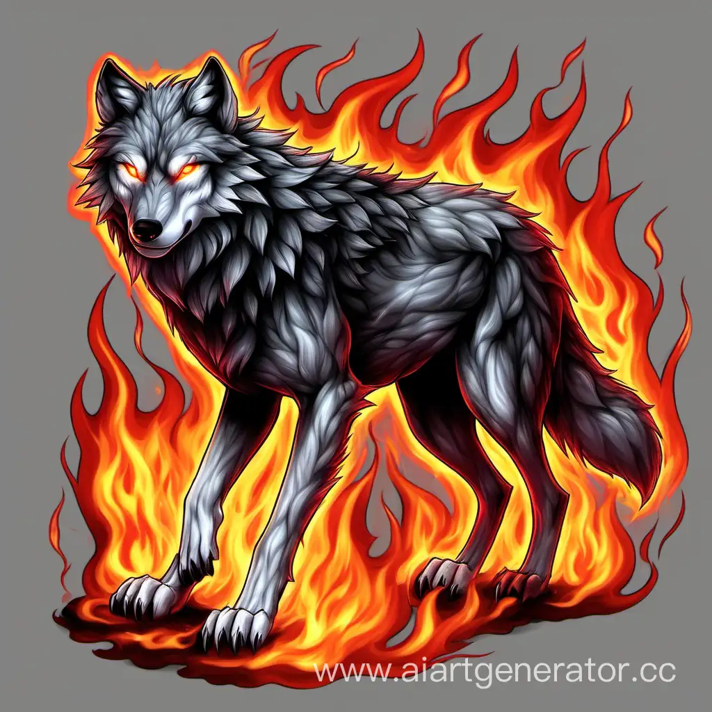 wolf full body fire


