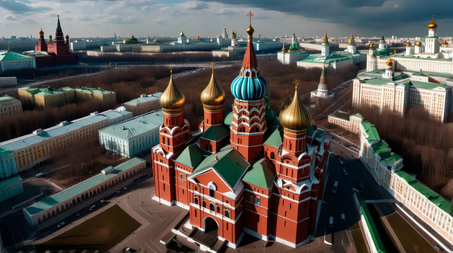 Cyberpunk Photorealistic View of Moscows Kremlin from Above