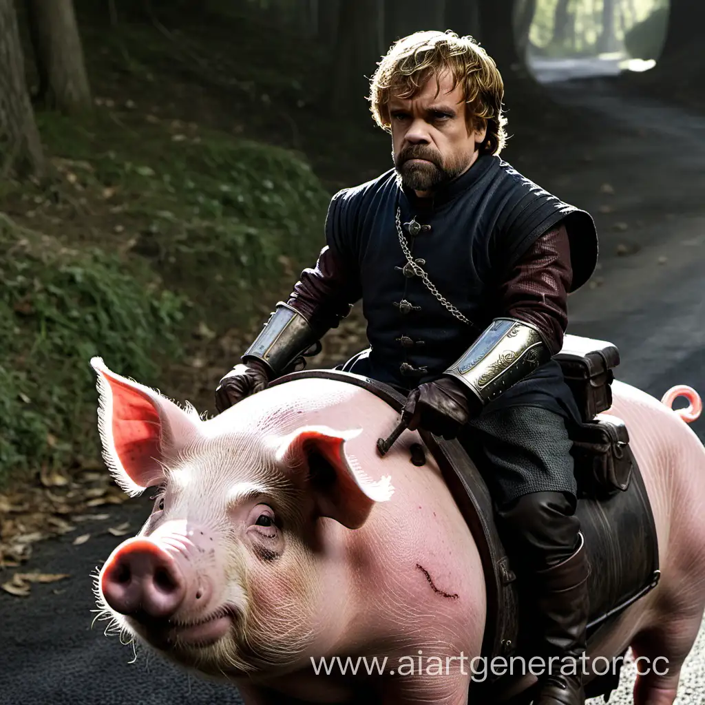 Венсдей катается на свинье вместе с тирионом ланнистером 