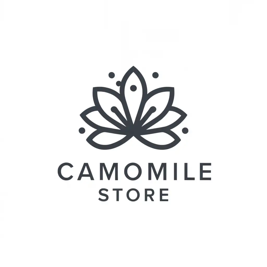 a logo design,with the text "CAMOMILE STORE", main symbol:Chamomile,Minimalistic,be used in Retail industry,clear background