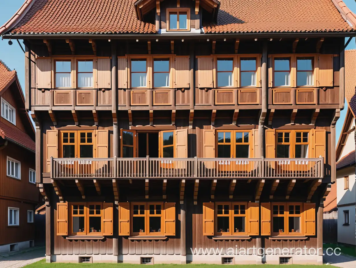 Wooden-House-Facade-with-Nine-Windows-and-Attic