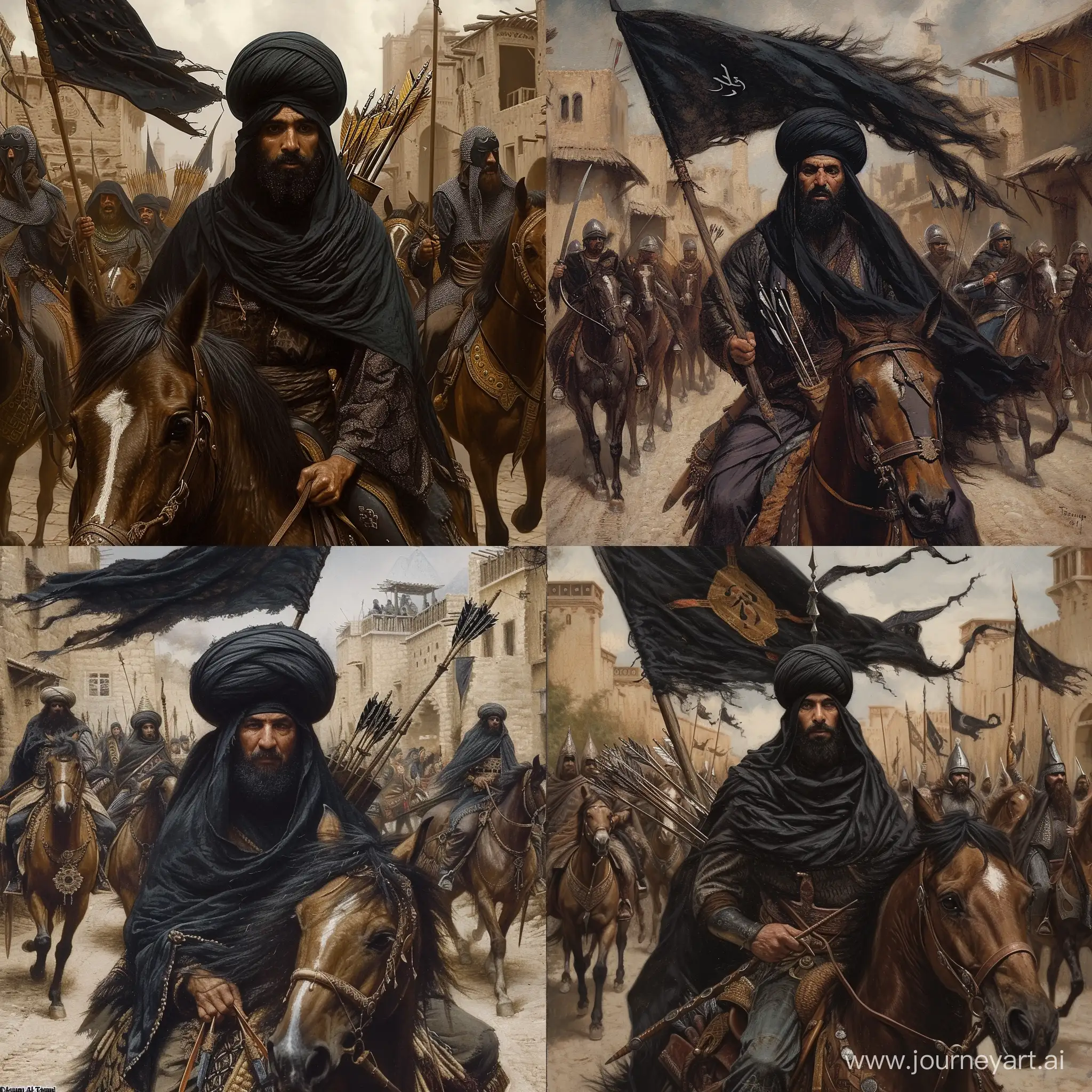Sheikh-Hassan-AlTahami-Leading-Knights-on-Horseback-Through-Village