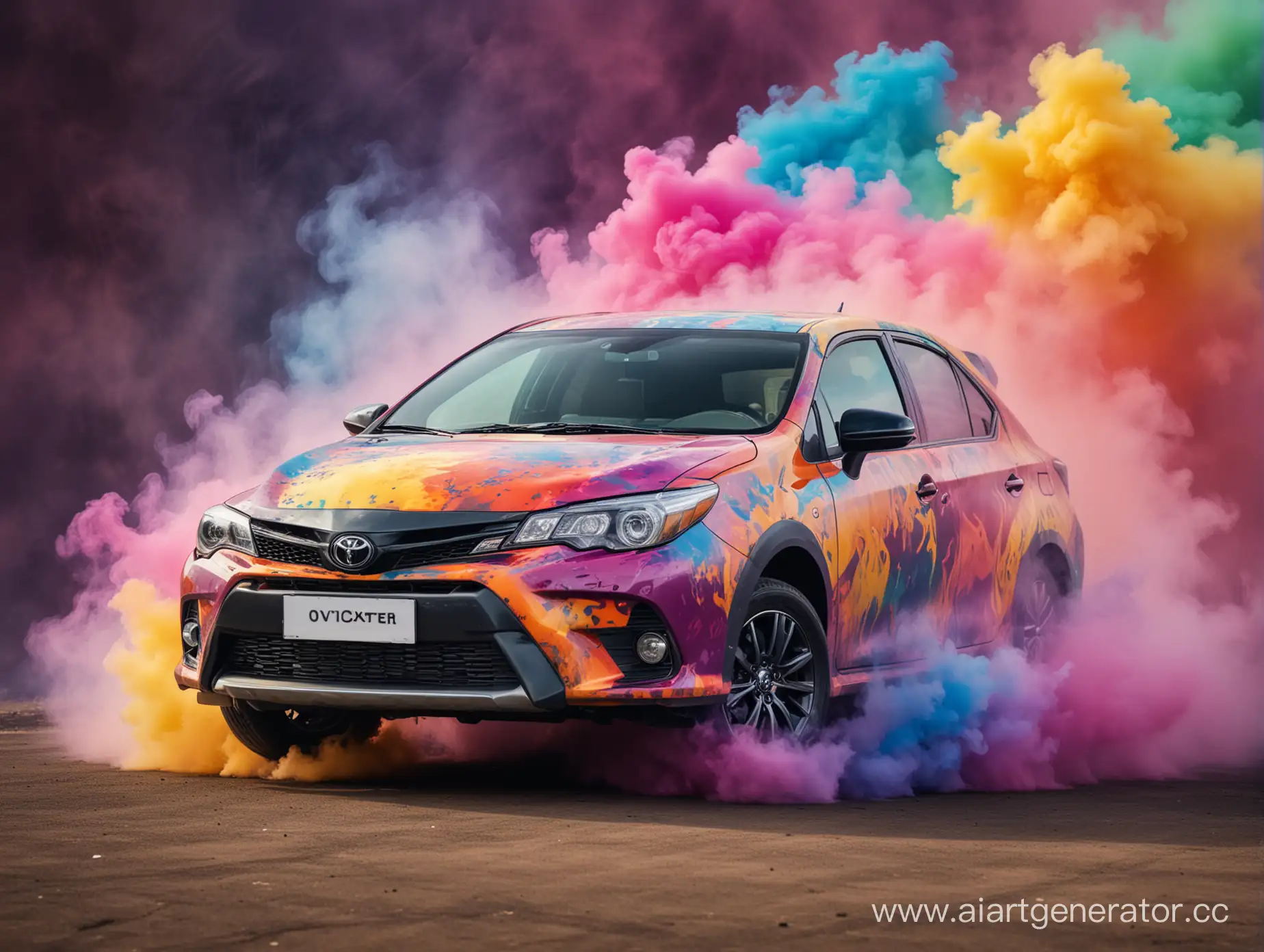 Toyota-Car-Stands-Out-in-Vibrant-Smoke-Display