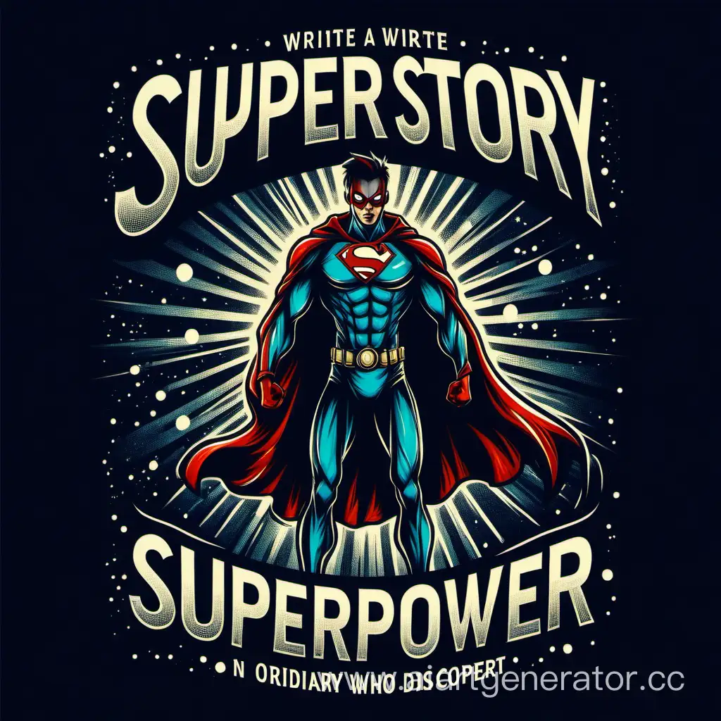 Create  t-shirt design for Write a story about an ordinary person who discovers they have a hidden superpower.4k
