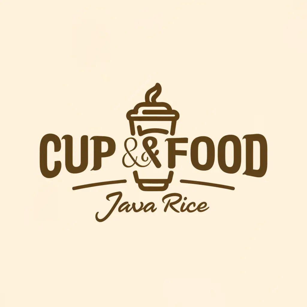 a logo design,with the text "Cup & Food", main symbol:Milk tea, fries, fried chicken, java rice,Moderate,be used in Restaurant industry,clear background