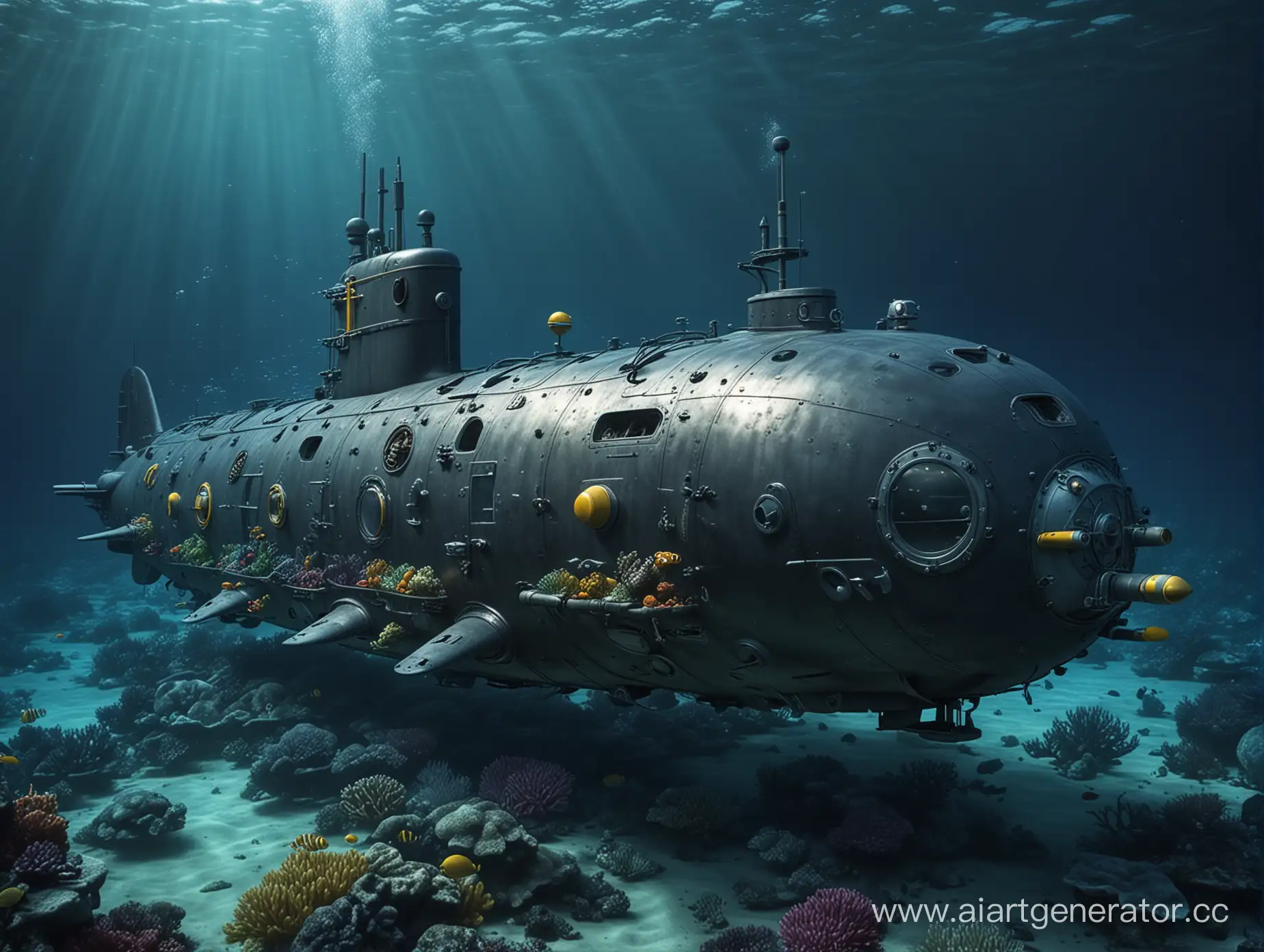Vibrant-Submarine-Exploration-Amidst-Ocean-Life