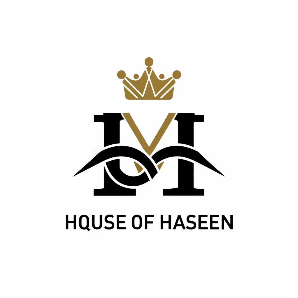 a logo design,with the text "H, House of Haseen", main symbol:Royalty, Elegance, Clothing, Beauty,Minimalistic,be used in Retail industry,clear background