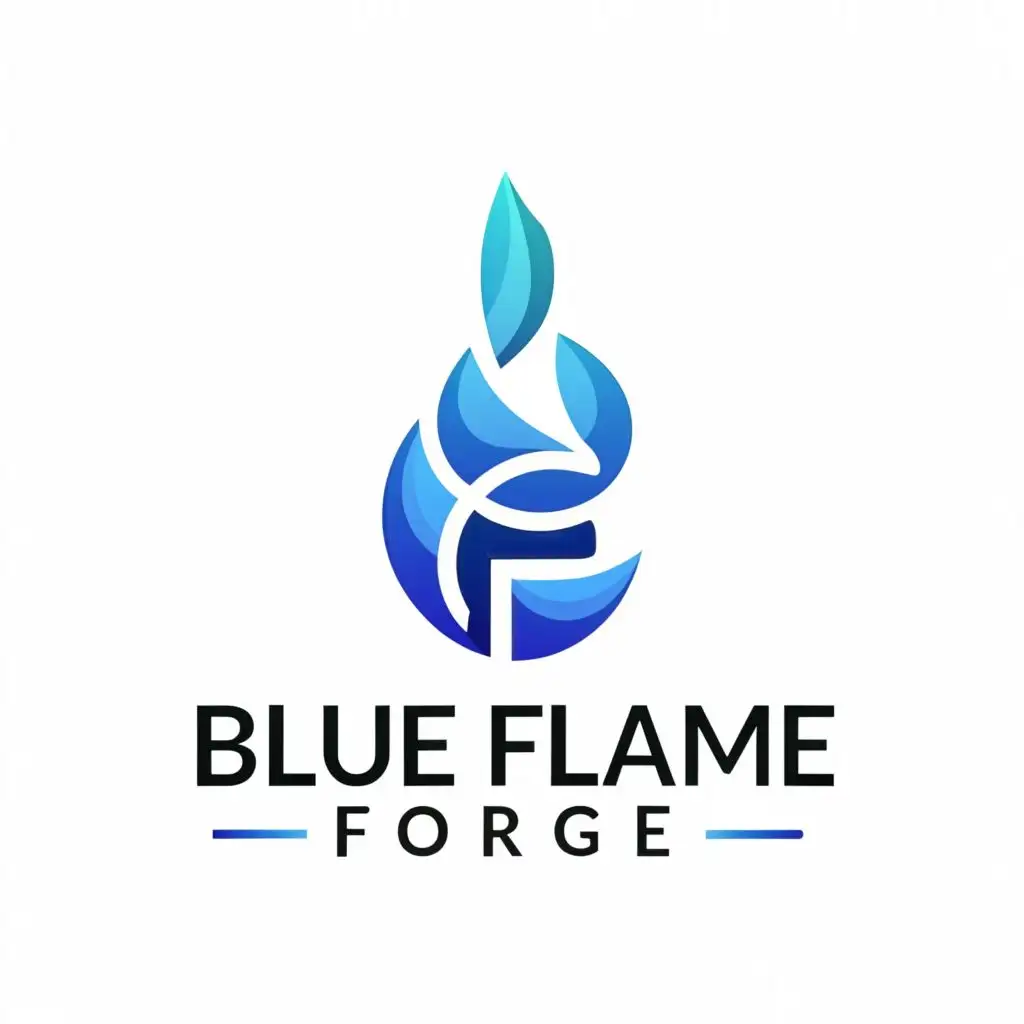 a logo design,with the text "Blue Flame Forge", main symbol:Blue Flame,Moderate,clear background