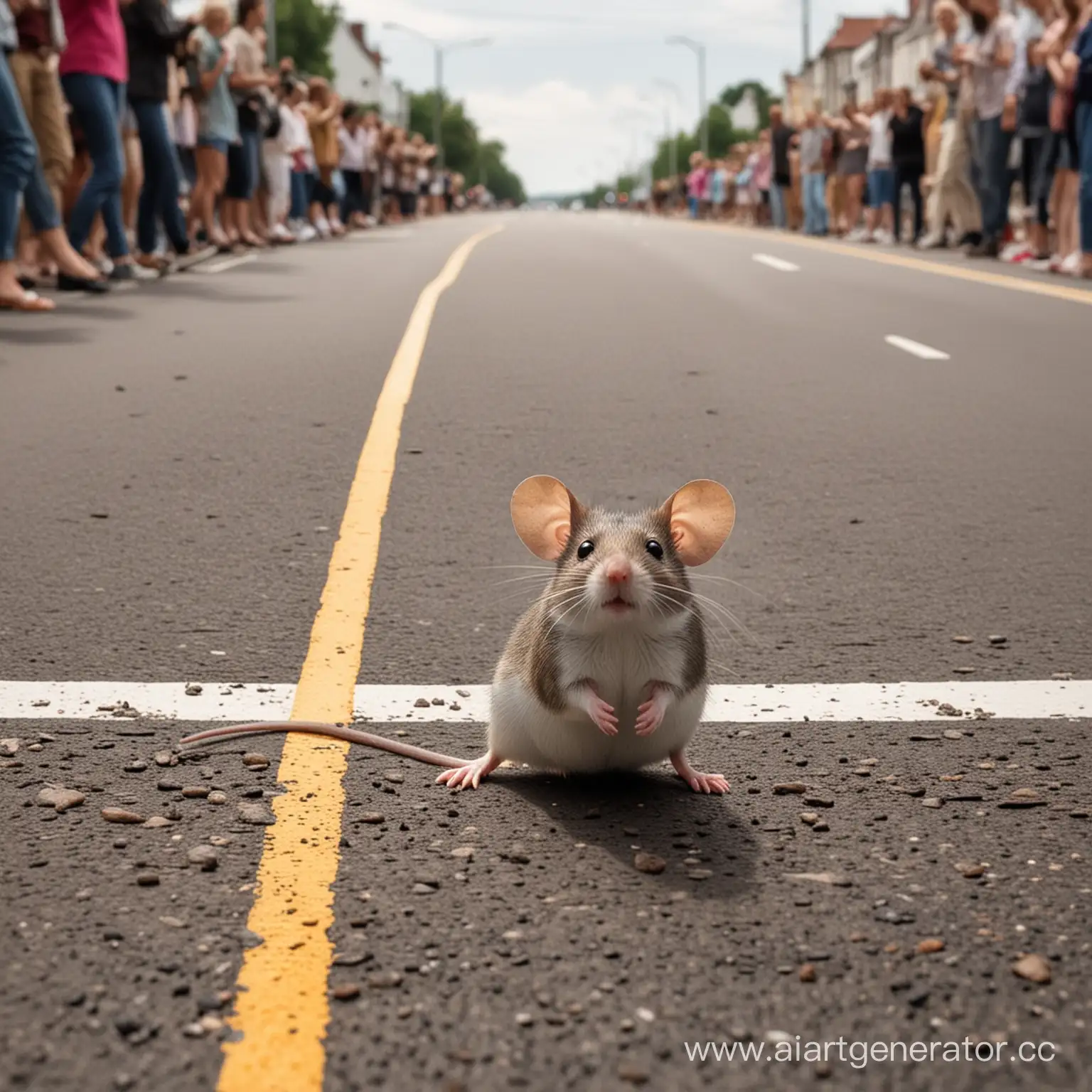 Crowd-Accusing-Mouse-Crossing-Road