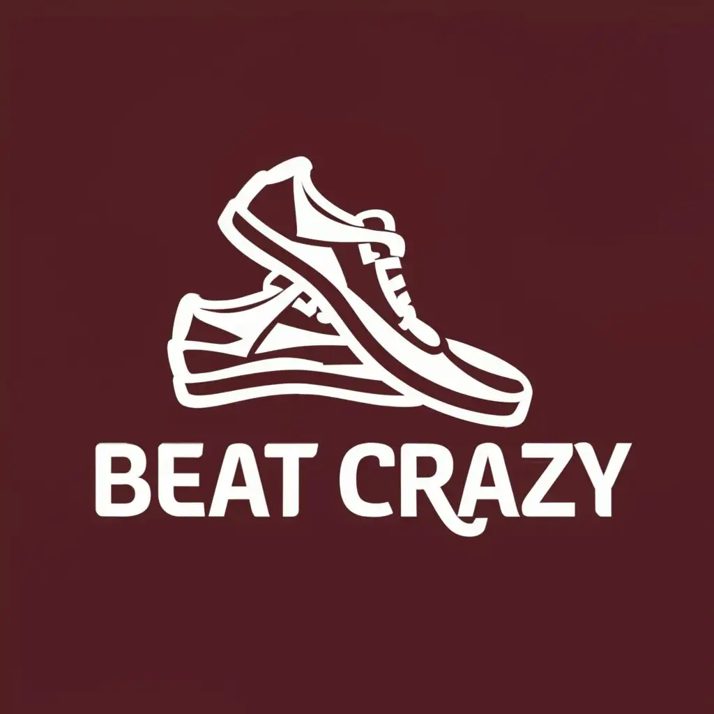 a logo design,with the text "BEAT CRAZY", main symbol:2 white shoes,Minimalistic,be used in Entertainment industry,clear background