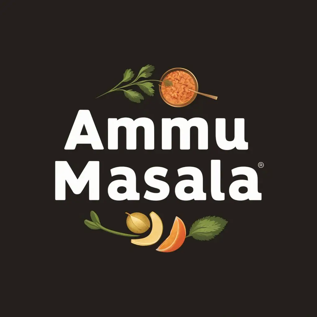 logo, Masala ingredients, with the text "Ammu Masala", typography, be used in Restaurant industry