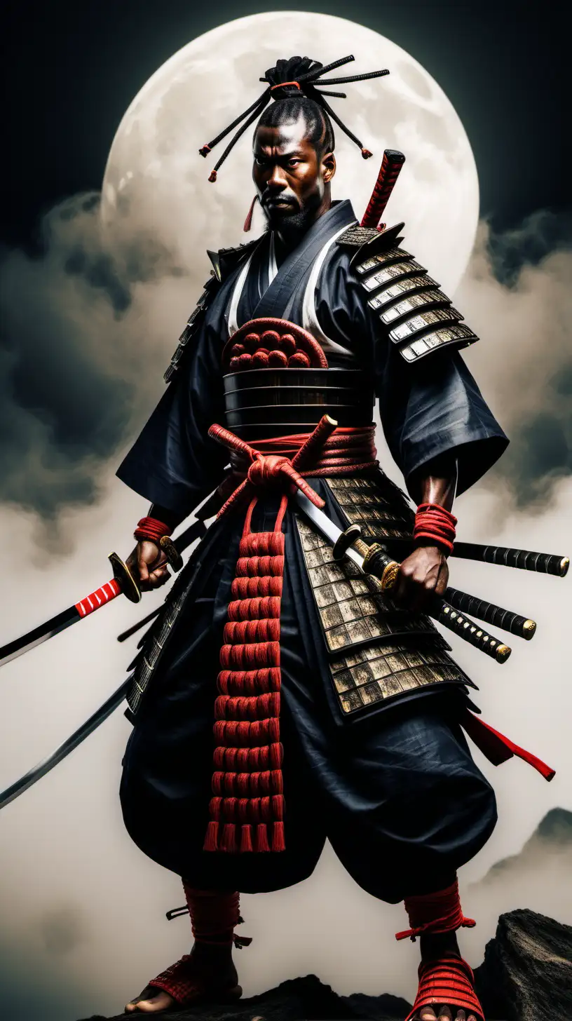 Bold Black Samurai Warrior in Action