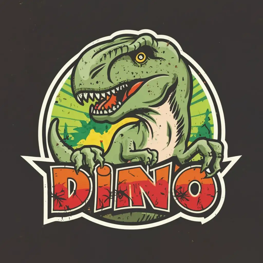 logo, Dinosaur monster crazy texture., with the text "Dino", typography, be used in Religious industry