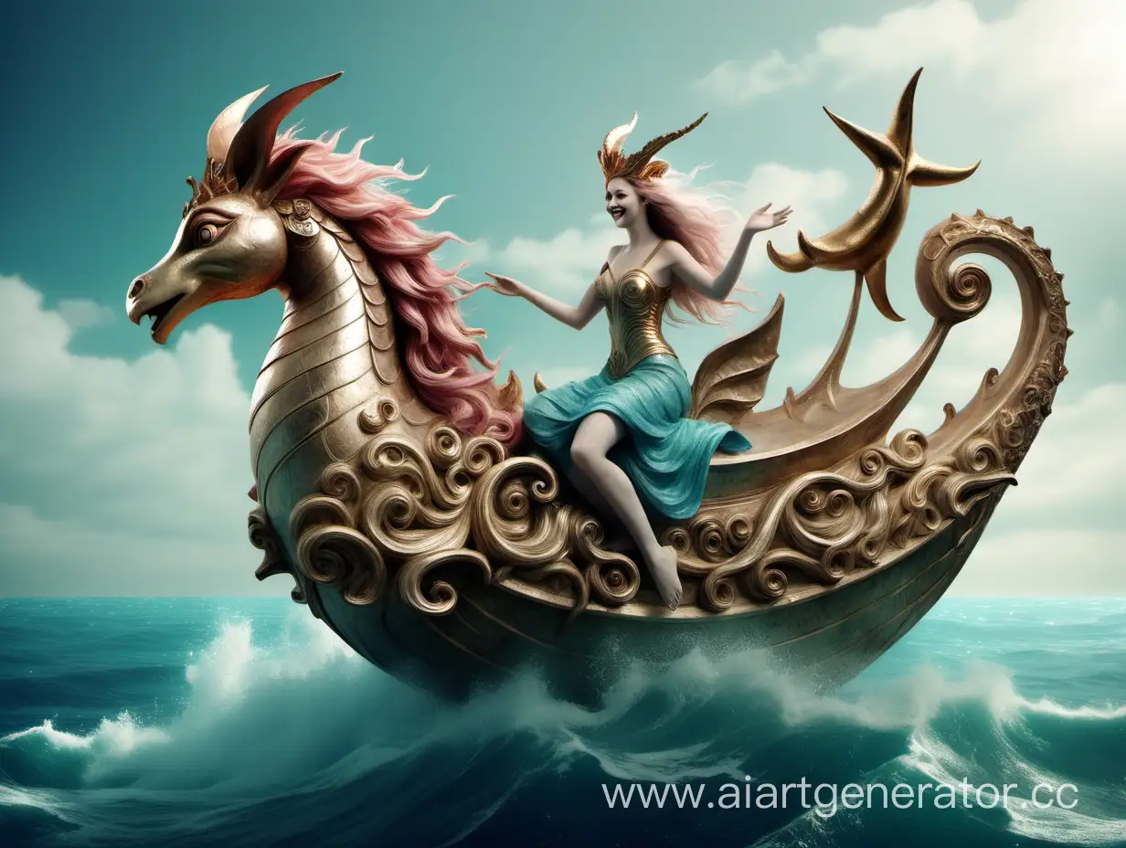 happy at sea beauty style fantasy artifact mythical animals