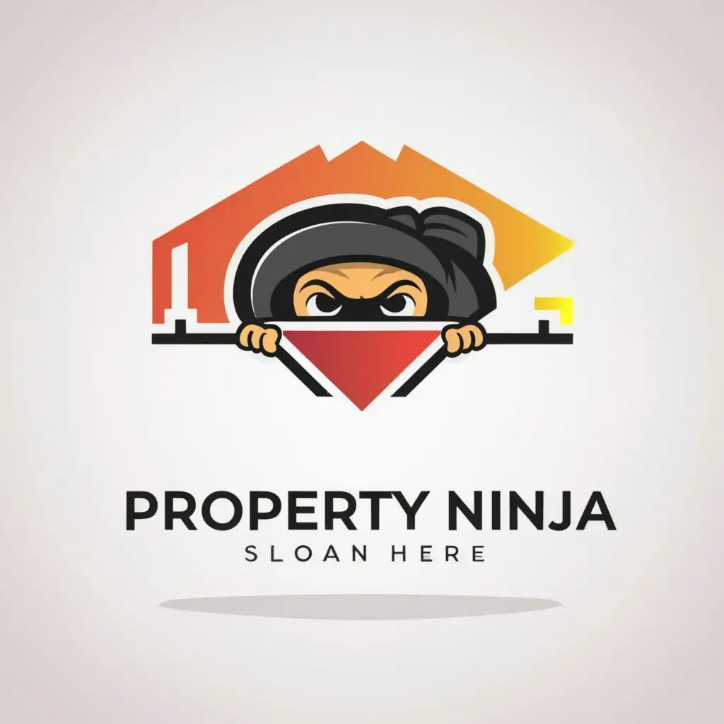 logo, Ninja eyes
peeking over wall, with the text "Property Ninja", typography, be used in Real Estate industry