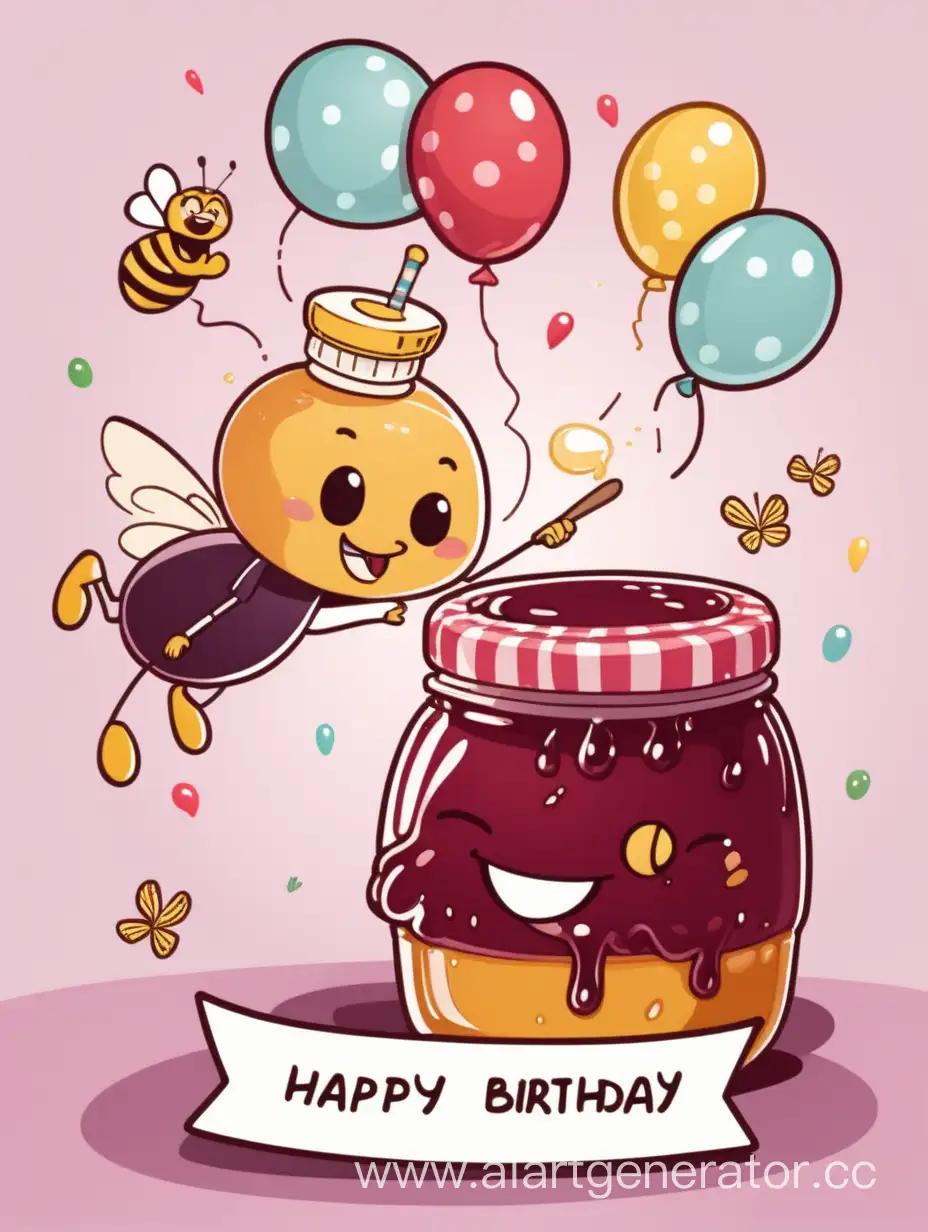 Vibrant-Birthday-Celebration-with-Sweet-Jam-Honey-and-Cartoon-Character