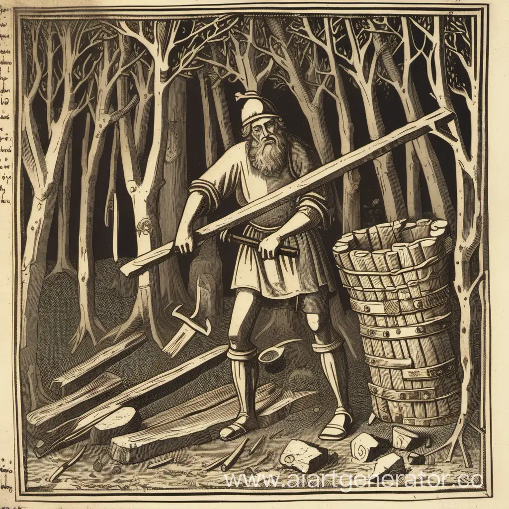 13th-Century-Woodcutter-Chopping-Wood-Historical-Timber-Harvesting-Scene